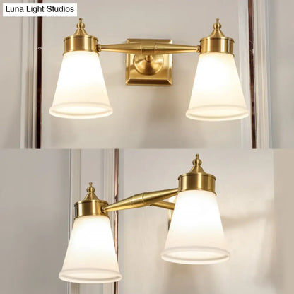 DecorBites™ Hand-Blown Cream Glass Bath Wall Sconce Light - Postmodern Tapered Vanity Lighting