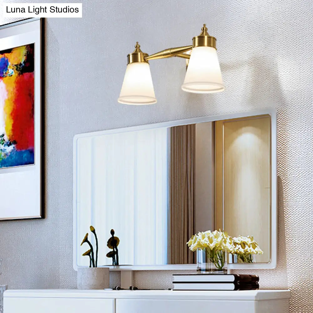 DecorBites™ Hand-Blown Cream Glass Bath Wall Sconce Light - Postmodern Tapered Vanity Lighting