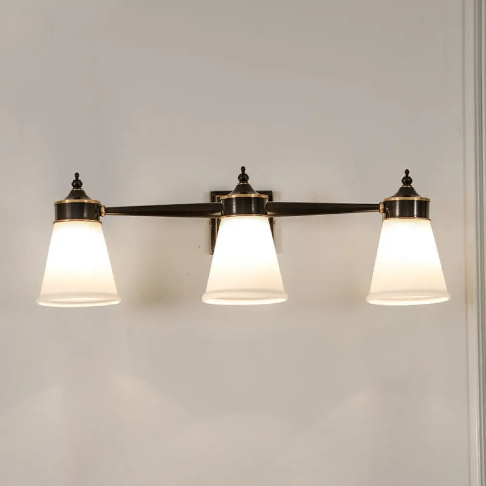DecorBites™ Hand-Blown Cream Glass Bath Wall Sconce Light - Postmodern Tapered Vanity Lighting