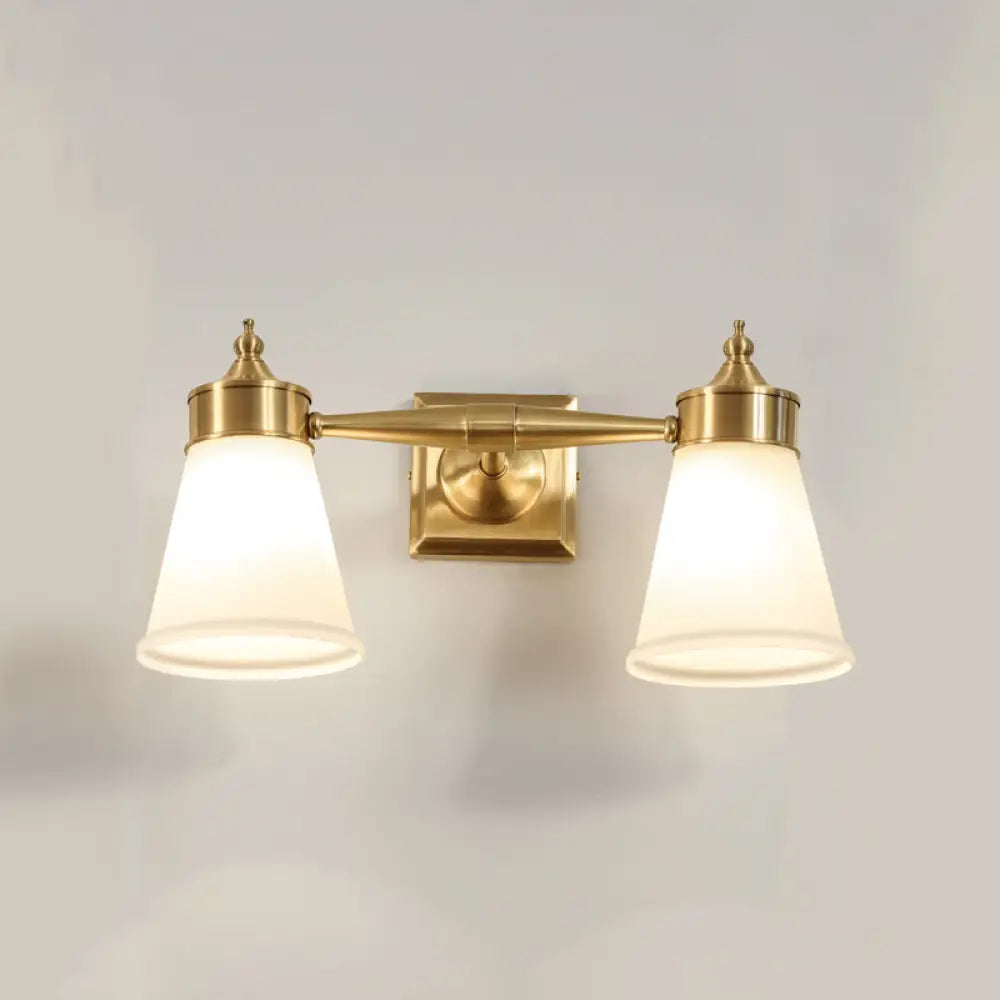 DecorBites™ Hand-Blown Cream Glass Bath Wall Sconce Light - Postmodern Tapered Vanity Lighting