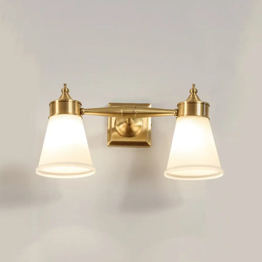 DecorBites™ Hand-Blown Cream Glass Bath Wall Sconce Light - Postmodern Tapered Vanity Lighting