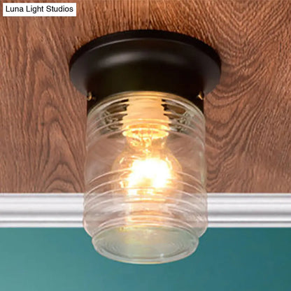 Lámpara de techo industrial DecorBites™ de vidrio soplado a mano, con forma cilíndrica y montaje empotrado - Blanco y negro