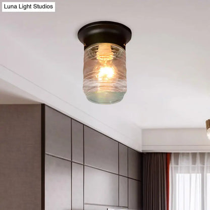 Lámpara de techo industrial DecorBites™ de vidrio soplado a mano, con forma cilíndrica y montaje empotrado - Blanco y negro