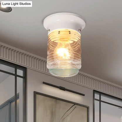 Lámpara de techo industrial DecorBites™ de vidrio soplado a mano, con forma cilíndrica y montaje empotrado - Blanco y negro