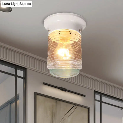 Lámpara de techo industrial DecorBites™ de vidrio soplado a mano, con forma cilíndrica y montaje empotrado - Blanco y negro