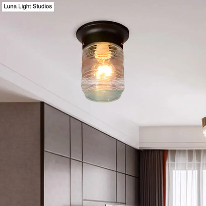 Lámpara de techo industrial DecorBites™ de vidrio soplado a mano, con forma cilíndrica y montaje empotrado - Blanco y negro