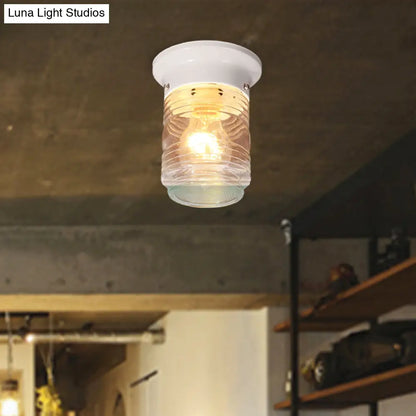 Lámpara de techo industrial DecorBites™ de vidrio soplado a mano, con forma cilíndrica y montaje empotrado - Blanco y negro