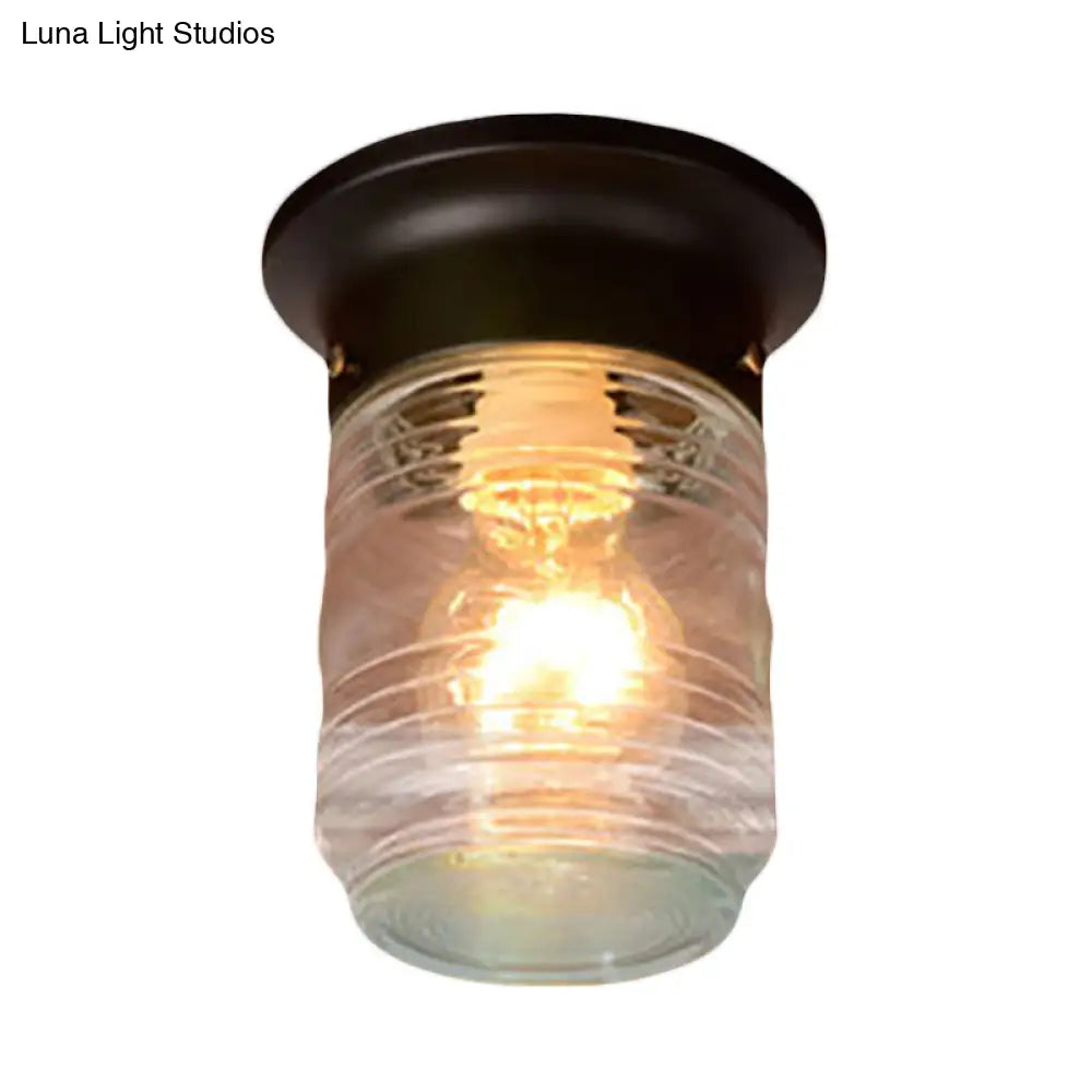 Lámpara de techo industrial DecorBites™ de vidrio soplado a mano, con forma cilíndrica y montaje empotrado - Blanco y negro