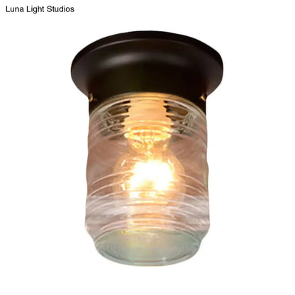 Lámpara de techo industrial DecorBites™ de vidrio soplado a mano, con forma cilíndrica y montaje empotrado - Blanco y negro