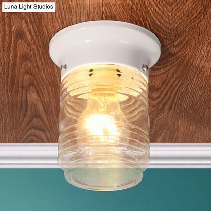 Lámpara de techo industrial DecorBites™ de vidrio soplado a mano, con forma cilíndrica y montaje empotrado - Blanco y negro