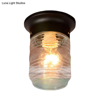 Lámpara de techo industrial DecorBites™ de vidrio soplado a mano, con forma cilíndrica y montaje empotrado - Blanco y negro