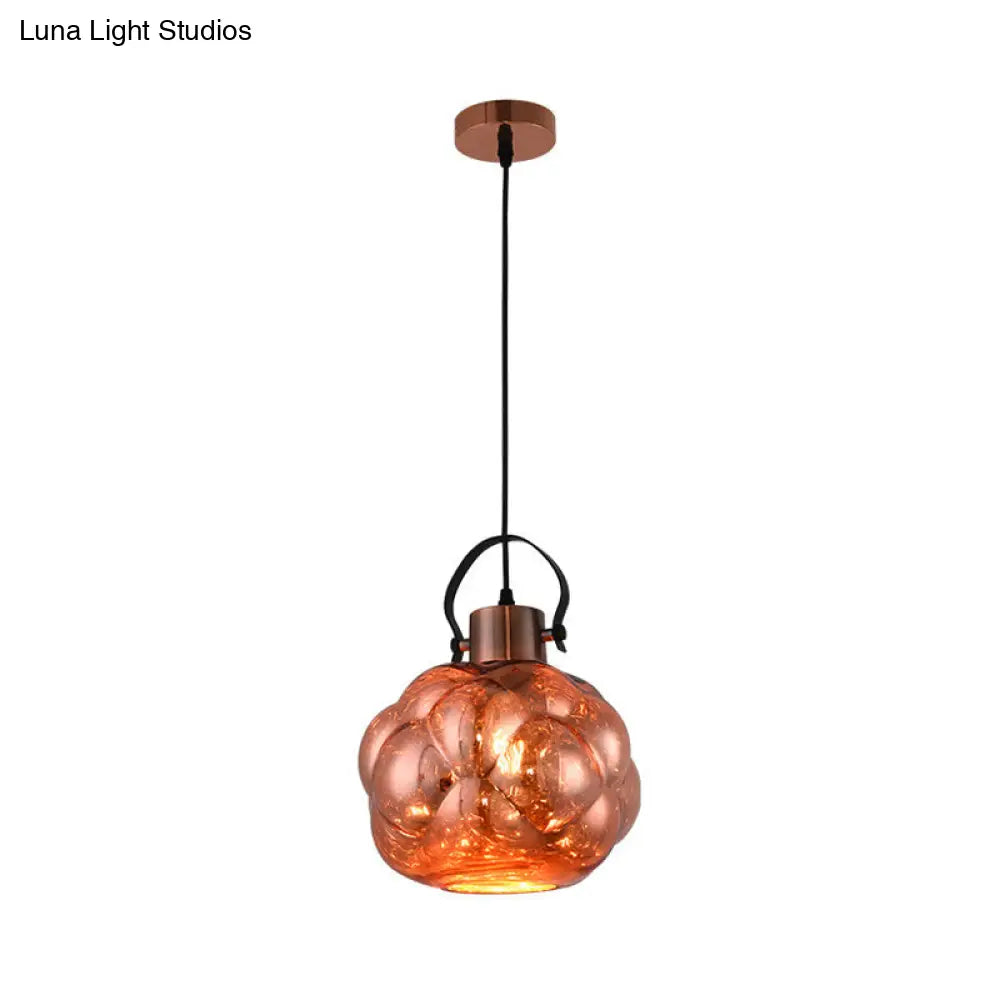 Hand Blown Glass Pendant Light - Modern Global Design - 1 Light - Chrome/Gold/Rose Gold - Ideal for Dining Room