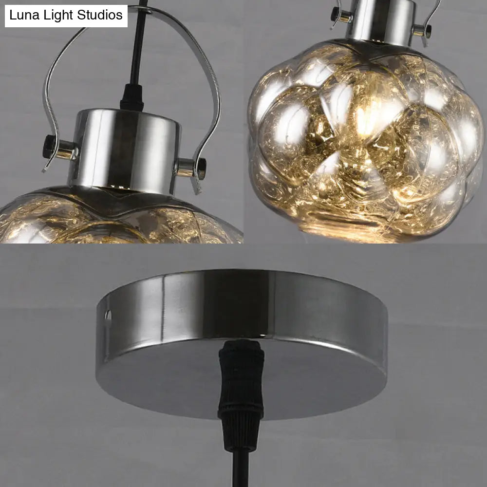 Hand Blown Glass Pendant Light - Modern Global Design - 1 Light - Chrome/Gold/Rose Gold - Ideal for Dining Room