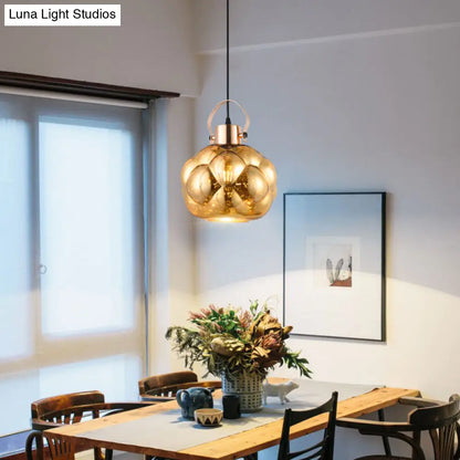 Hand Blown Glass Pendant Light - Modern Global Design - 1 Light - Chrome/Gold/Rose Gold - Ideal for Dining Room