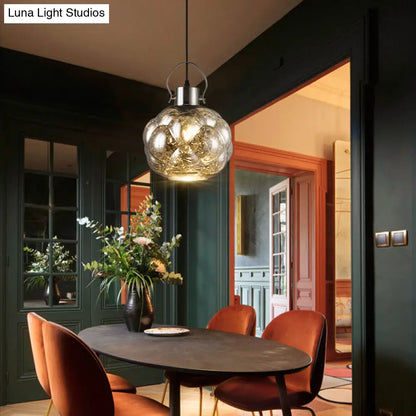 Hand Blown Glass Pendant Light - Modern Global Design - 1 Light - Chrome/Gold/Rose Gold - Ideal for Dining Room