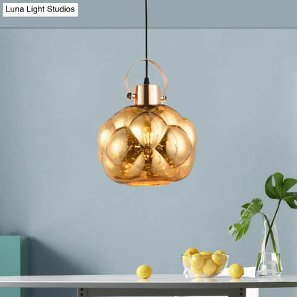 Hand Blown Glass Pendant Light - Modern Global Design - 1 Light - Chrome/Gold/Rose Gold - Ideal for Dining Room