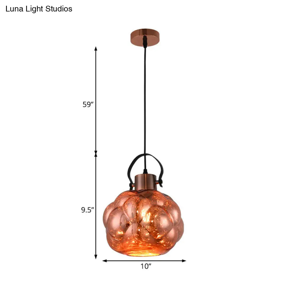 Hand Blown Glass Pendant Light - Modern Global Design - 1 Light - Chrome/Gold/Rose Gold - Ideal for Dining Room