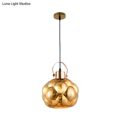 Hand Blown Glass Pendant Light - Modern Global Design - 1 Light - Chrome/Gold/Rose Gold - Ideal for Dining Room