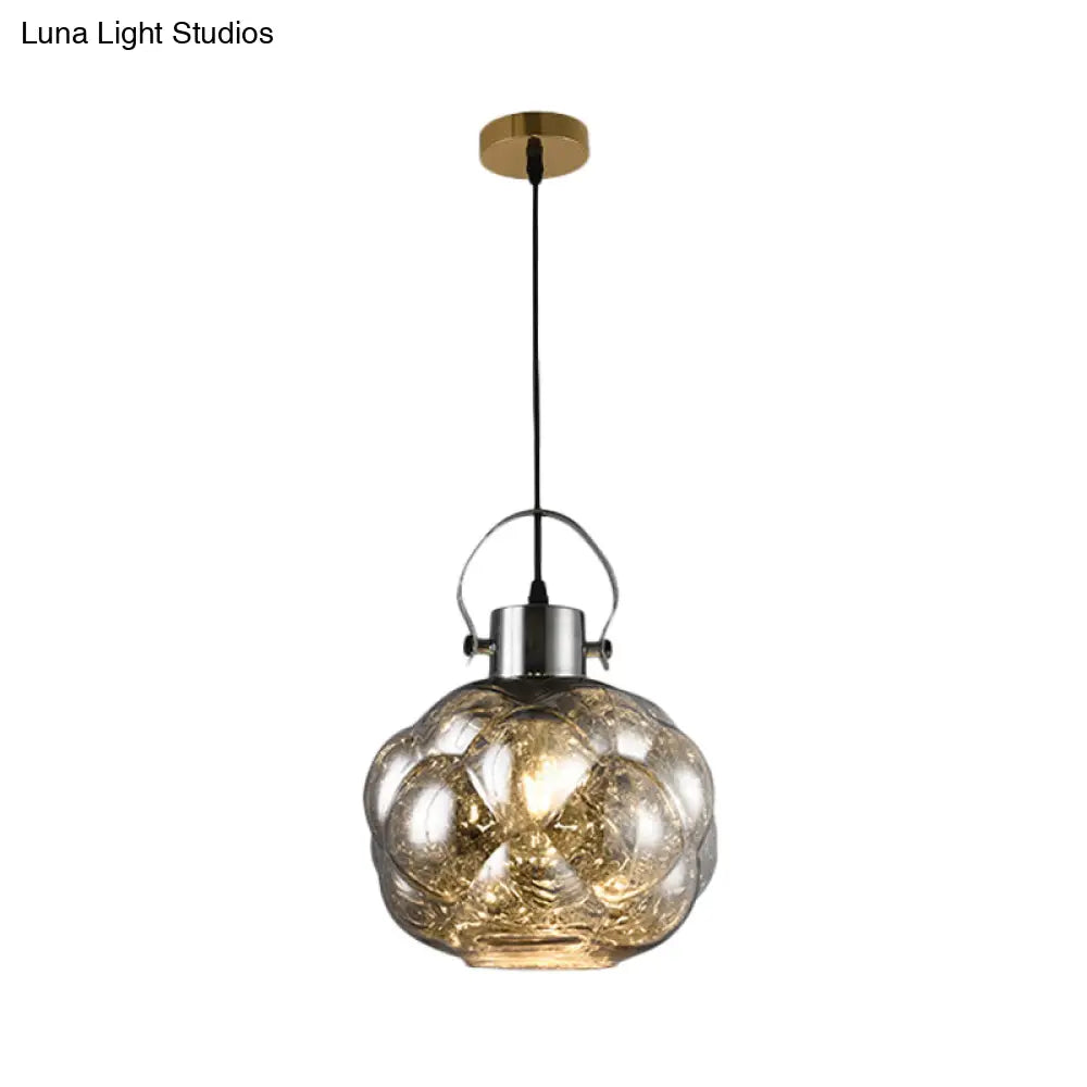 Hand Blown Glass Pendant Light - Modern Global Design - 1 Light - Chrome/Gold/Rose Gold - Ideal for Dining Room