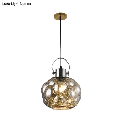 Hand Blown Glass Pendant Light - Modern Global Design - 1 Light - Chrome/Gold/Rose Gold - Ideal for Dining Room