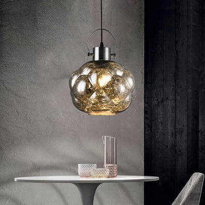 Hand Blown Glass Pendant Light - Modern Global Design - 1 Light - Chrome/Gold/Rose Gold - Ideal for Dining Room