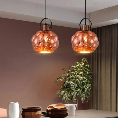 Hand Blown Glass Pendant Light - Modern Global Design - 1 Light - Chrome/Gold/Rose Gold - Ideal for Dining Room