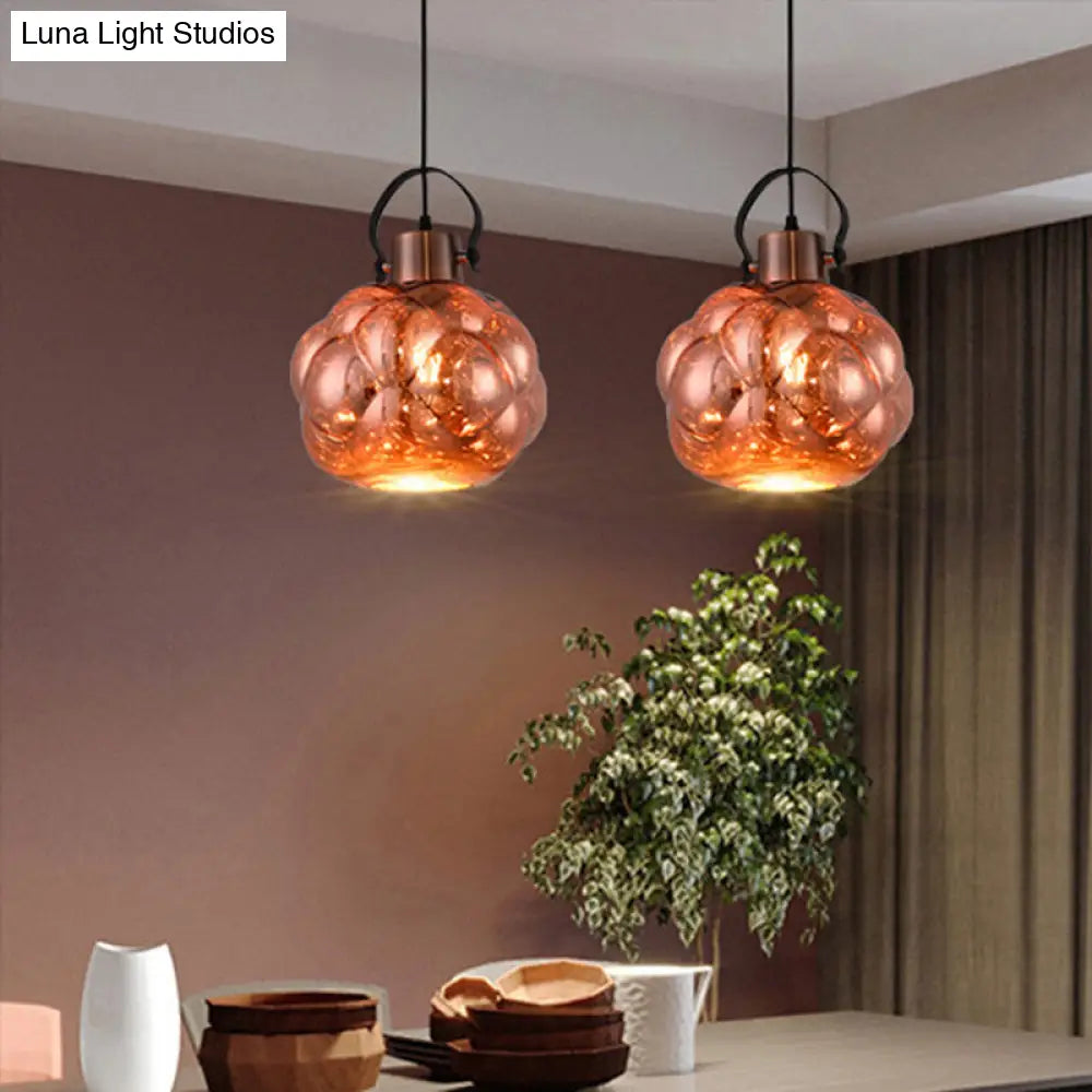 Hand Blown Glass Pendant Light - Modern Global Design - 1 Light - Chrome/Gold/Rose Gold - Ideal for Dining Room