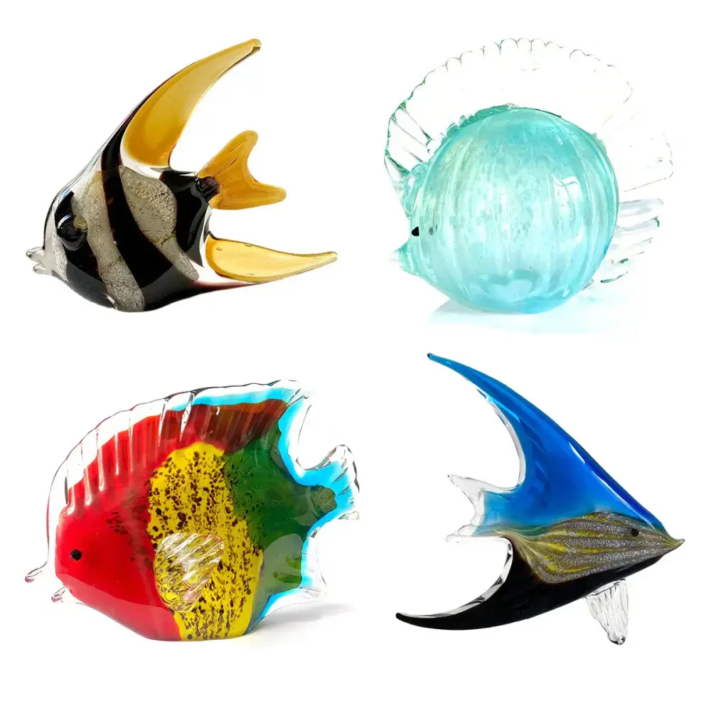 Vibrant hand blown tropical fish glass figurines in assorted colors for living room decor