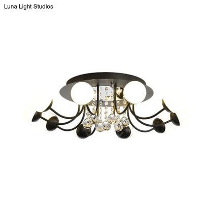 DecorBites™ DecorBites™ Hand-Cut Crystal Sphere Ceiling Light with Modern Design: 10/12-Head Black/White Mounting for Parlor with Warm/White Light