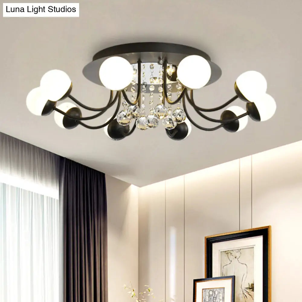 DecorBites™ DecorBites™ Hand-Cut Crystal Sphere Ceiling Light with Modern Design: 10/12-Head Black/White Mounting for Parlor with Warm/White Light