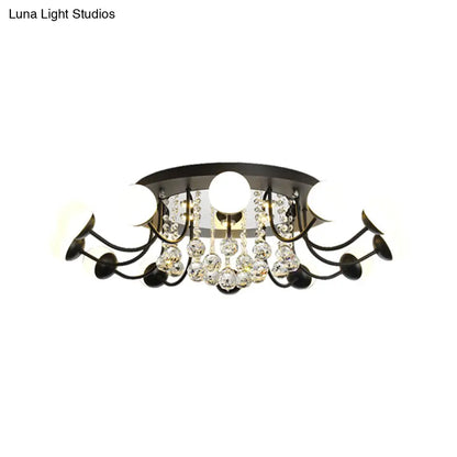 DecorBites™ DecorBites™ Hand-Cut Crystal Sphere Ceiling Light with Modern Design: 10/12-Head Black/White Mounting for Parlor with Warm/White Light