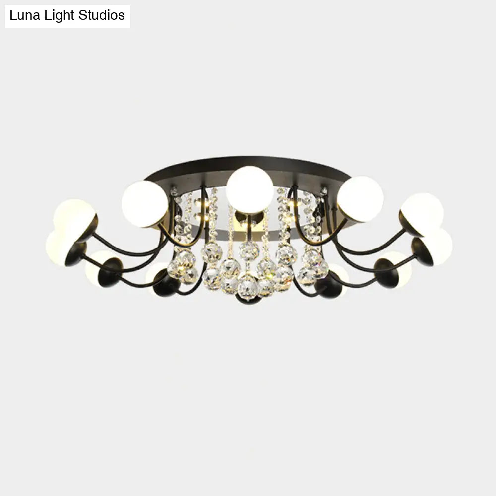 DecorBites™ DecorBites™ Hand-Cut Crystal Sphere Ceiling Light with Modern Design: 10/12-Head Black/White Mounting for Parlor with Warm/White Light