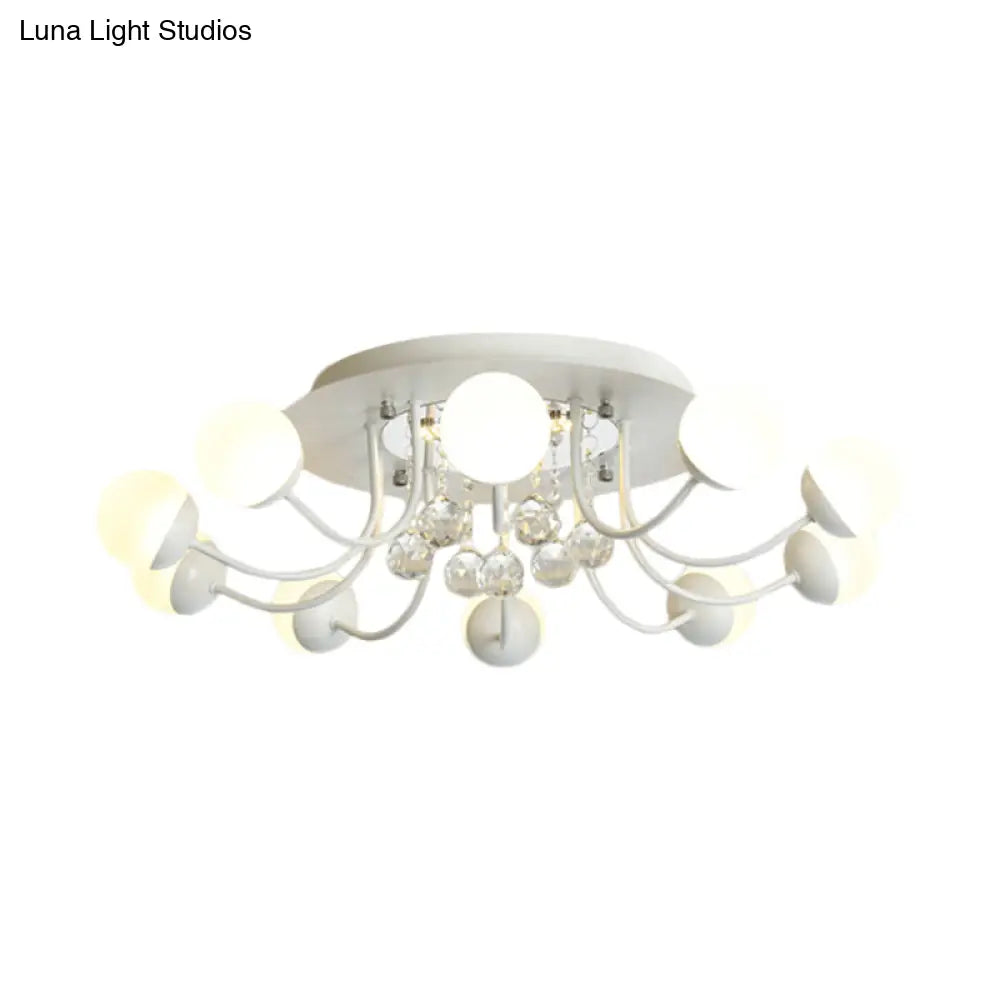 DecorBites™ DecorBites™ Hand-Cut Crystal Sphere Ceiling Light with Modern Design: 10/12-Head Black/White Mounting for Parlor with Warm/White Light