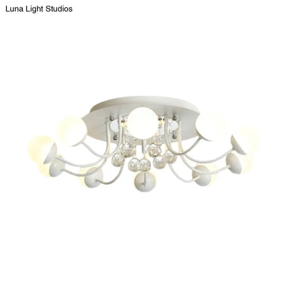 DecorBites™ DecorBites™ Hand-Cut Crystal Sphere Ceiling Light with Modern Design: 10/12-Head Black/White Mounting for Parlor with Warm/White Light