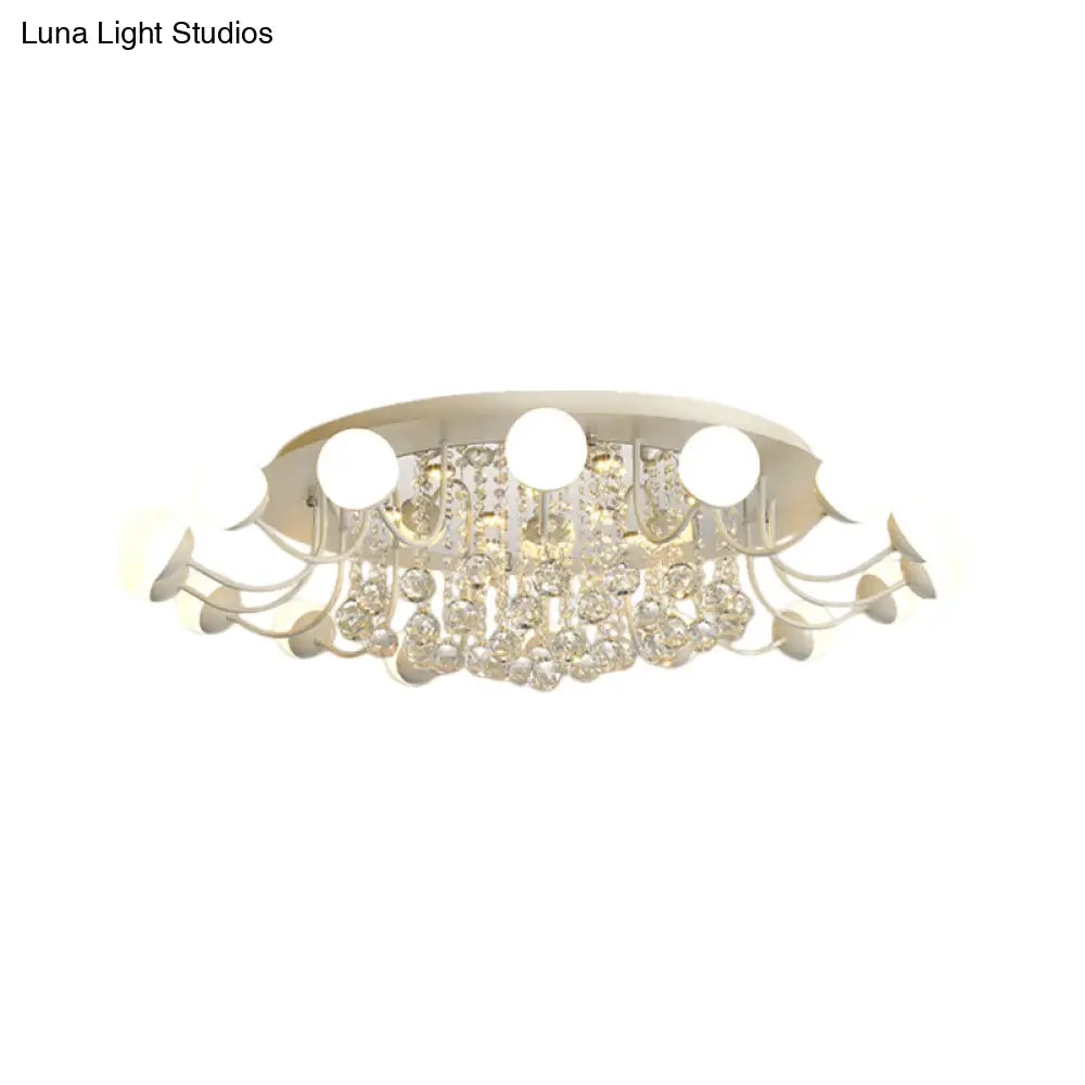 DecorBites™ DecorBites™ Hand-Cut Crystal Sphere Ceiling Light with Modern Design: 10/12-Head Black/White Mounting for Parlor with Warm/White Light