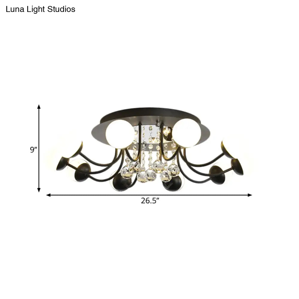 DecorBites™ DecorBites™ Hand-Cut Crystal Sphere Ceiling Light with Modern Design: 10/12-Head Black/White Mounting for Parlor with Warm/White Light
