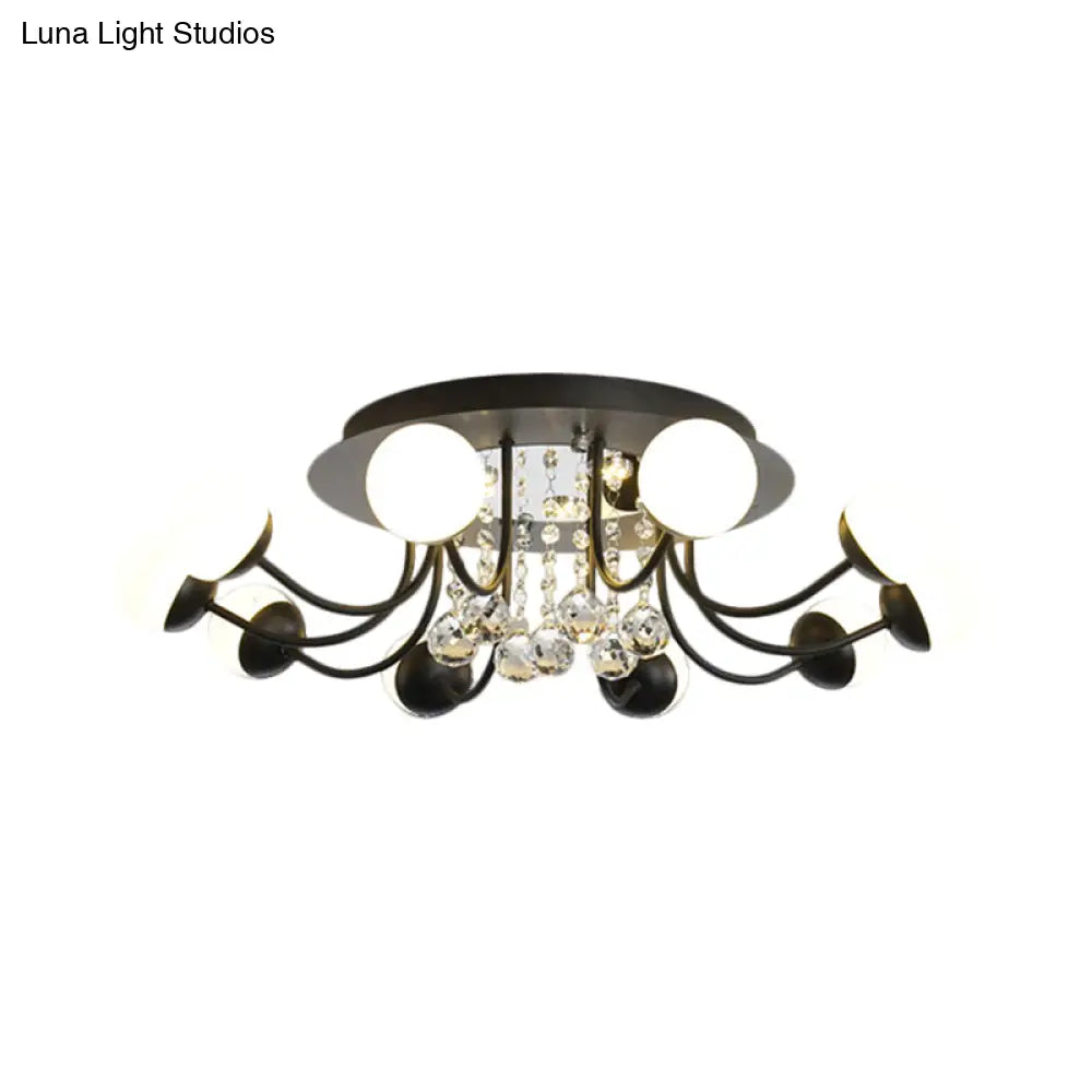 DecorBites™ DecorBites™ Hand-Cut Crystal Sphere Ceiling Light with Modern Design: 10/12-Head Black/White Mounting for Parlor with Warm/White Light