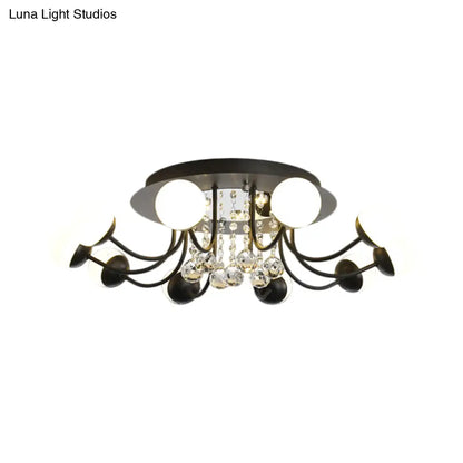 DecorBites™ DecorBites™ Hand-Cut Crystal Sphere Ceiling Light with Modern Design: 10/12-Head Black/White Mounting for Parlor with Warm/White Light