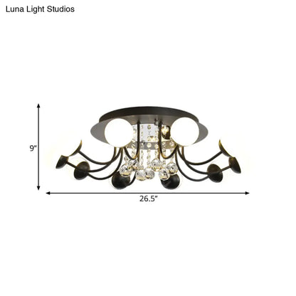 DecorBites™ DecorBites™ Hand-Cut Crystal Sphere Ceiling Light with Modern Design: 10/12-Head Black/White Mounting for Parlor with Warm/White Light