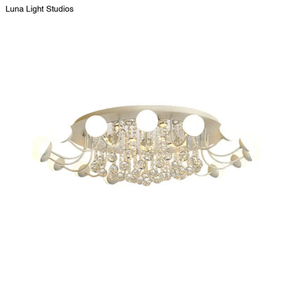 DecorBites™ DecorBites™ Hand-Cut Crystal Sphere Ceiling Light with Modern Design: 10/12-Head Black/White Mounting for Parlor with Warm/White Light