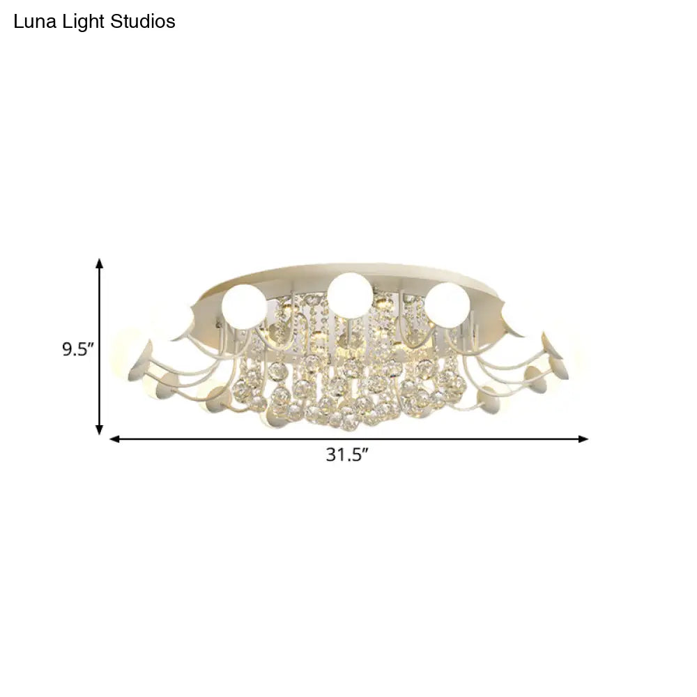 DecorBites™ DecorBites™ Hand-Cut Crystal Sphere Ceiling Light with Modern Design: 10/12-Head Black/White Mounting for Parlor with Warm/White Light