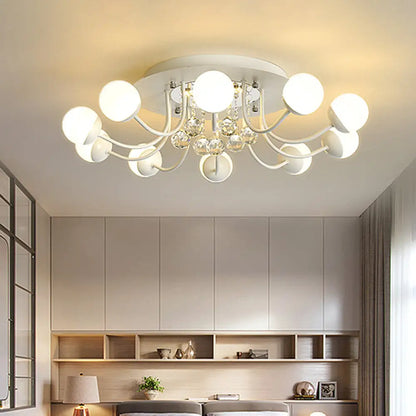 DecorBites™ DecorBites™ Hand-Cut Crystal Sphere Ceiling Light with Modern Design: 10/12-Head Black/White Mounting for Parlor with Warm/White Light
