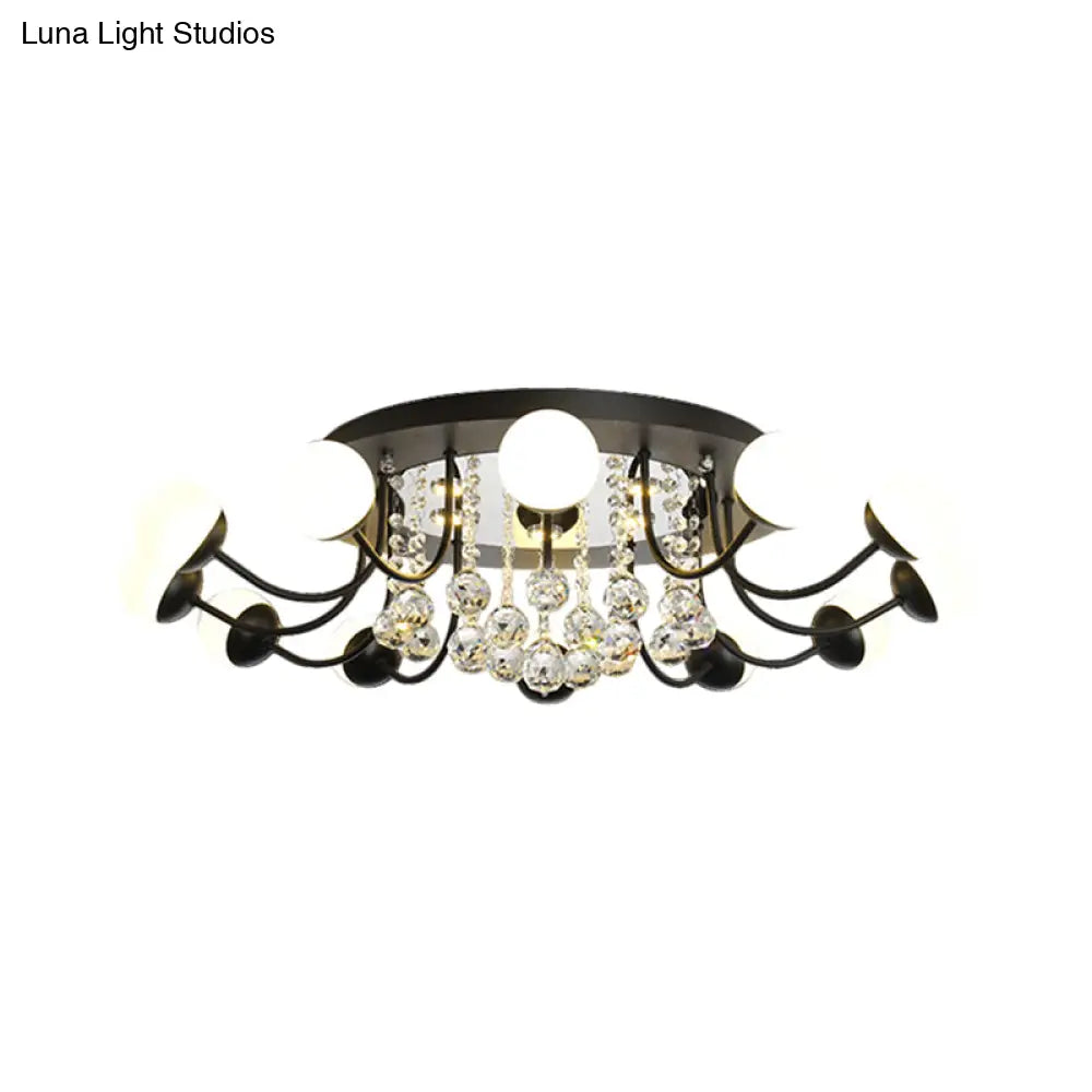 DecorBites™ DecorBites™ Hand-Cut Crystal Sphere Ceiling Light with Modern Design: 10/12-Head Black/White Mounting for Parlor with Warm/White Light