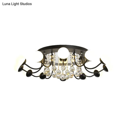 DecorBites™ DecorBites™ Hand-Cut Crystal Sphere Ceiling Light with Modern Design: 10/12-Head Black/White Mounting for Parlor with Warm/White Light