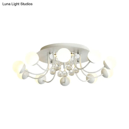 DecorBites™ DecorBites™ Hand-Cut Crystal Sphere Ceiling Light with Modern Design: 10/12-Head Black/White Mounting for Parlor with Warm/White Light