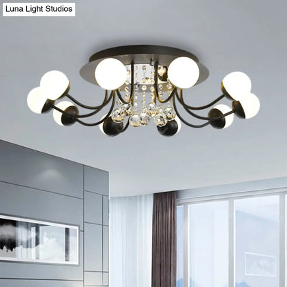 DecorBites™ DecorBites™ Hand-Cut Crystal Sphere Ceiling Light with Modern Design: 10/12-Head Black/White Mounting for Parlor with Warm/White Light