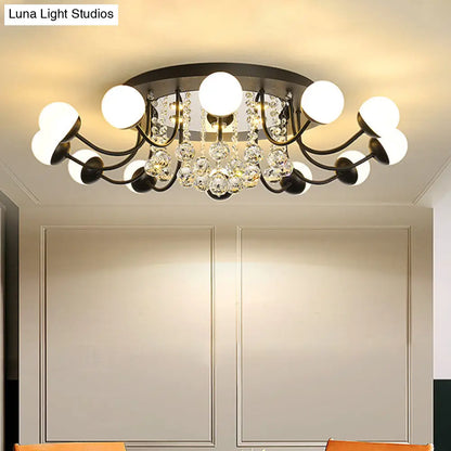 DecorBites™ DecorBites™ Hand-Cut Crystal Sphere Ceiling Light with Modern Design: 10/12-Head Black/White Mounting for Parlor with Warm/White Light