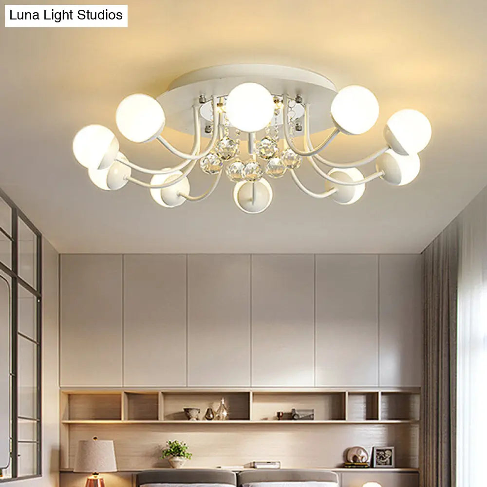 DecorBites™ DecorBites™ Hand-Cut Crystal Sphere Ceiling Light with Modern Design: 10/12-Head Black/White Mounting for Parlor with Warm/White Light