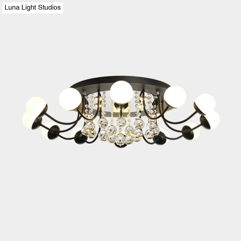 DecorBites™ DecorBites™ Hand-Cut Crystal Sphere Ceiling Light with Modern Design: 10/12-Head Black/White Mounting for Parlor with Warm/White Light