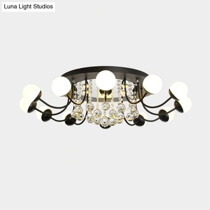 DecorBites™ DecorBites™ Hand-Cut Crystal Sphere Ceiling Light with Modern Design: 10/12-Head Black/White Mounting for Parlor with Warm/White Light